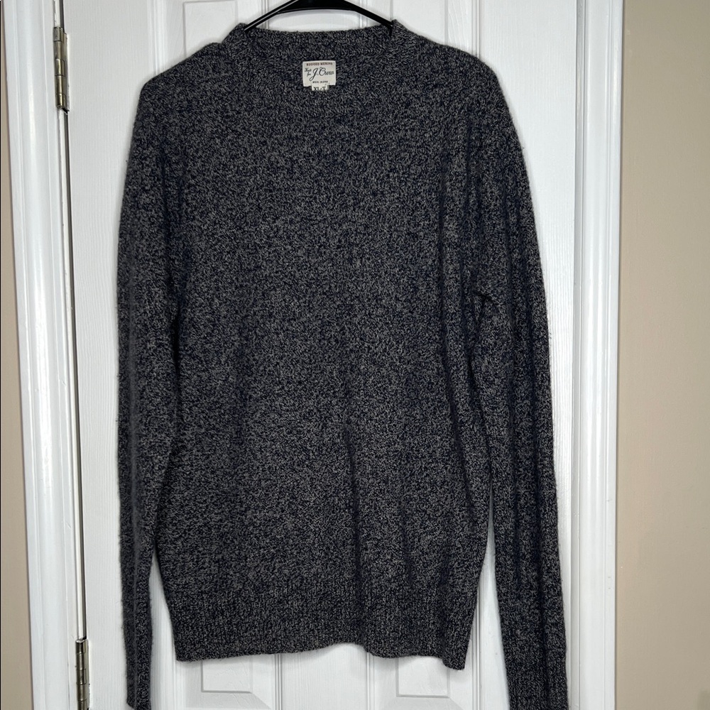 J. Crew Men's Charcoal Crewneck Sweater Rugged Merino Wool 60%‎  XL-T